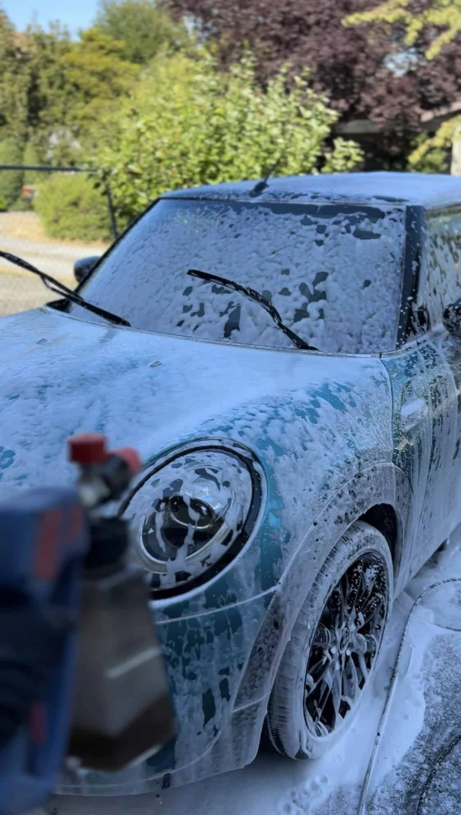 LMK Mobile Detailing applying foam during an exterior detail