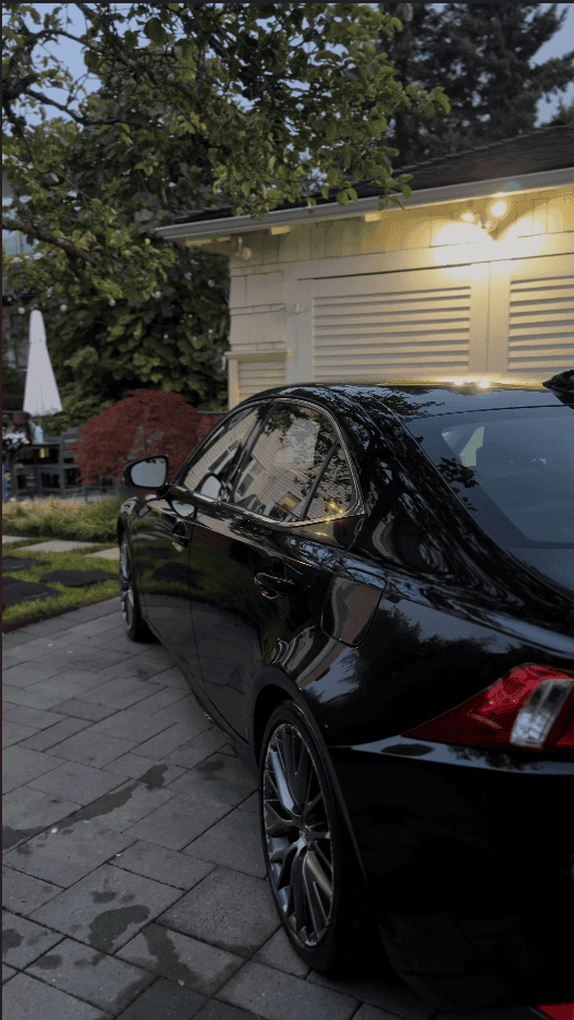 LMK exterior detail on a black Lexus sedan